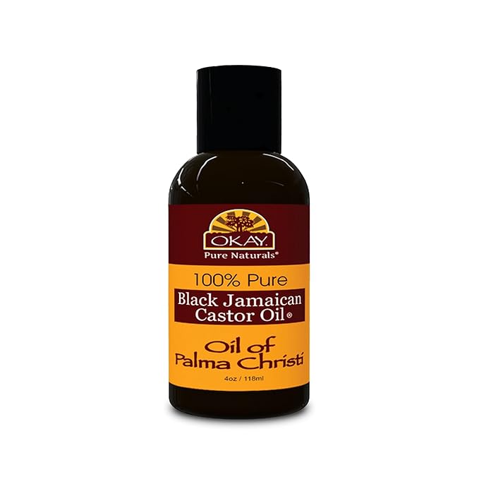 OKAY Pure Naturals Black Jamaican Castor Oil - Castor Oil for Hair Growth, Moisture for Skin, Face, Scalp, Eyelashes, Eyebrows, Hair Oil for Men & Women - 4 Oz
