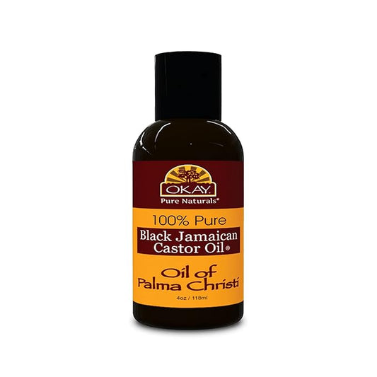 OKAY Pure Naturals Black Jamaican Castor Oil - Castor Oil for Hair Growth, Moisture for Skin, Face, Scalp, Eyelashes, Eyebrows, Hair Oil for Men & Women - 4 Oz