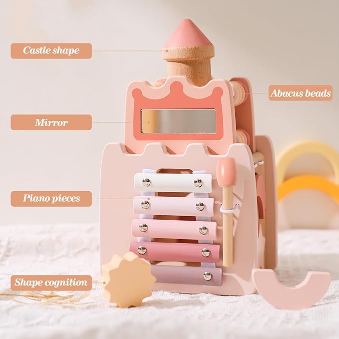 Wooden Montessori Activity Cube for Preschoolers 3-5 Multi-Sensory Learning Toy, Educational and Screen-Free Birthday for Kids