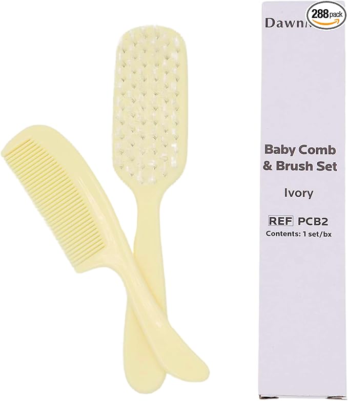 Dukal PCB2 Dawn Mist Baby Comb and Brush Set, Ivory, Ivory, Pack of 288
