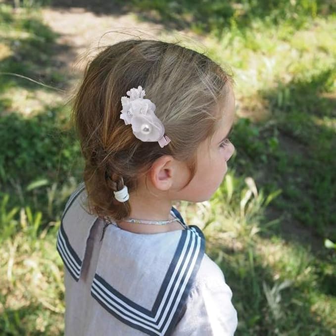 Flower Hair Clips Set for Baby Girl Lightweight Floral Hair Bow Accessories with Boutique Fully Lined Alligator Clip for Toddler Teens Gifts (AF)