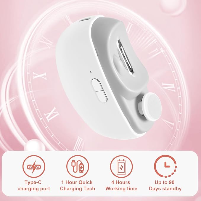 Electric Nail Clipper & Baby Nail Trimmer Polisher 3 in 1 (Not for Toenail) with Nail Scraps Storage, LED Light, 2 Speeds, Rechargeable Fingernail Clipper for Baby, Adults, Seniors, White