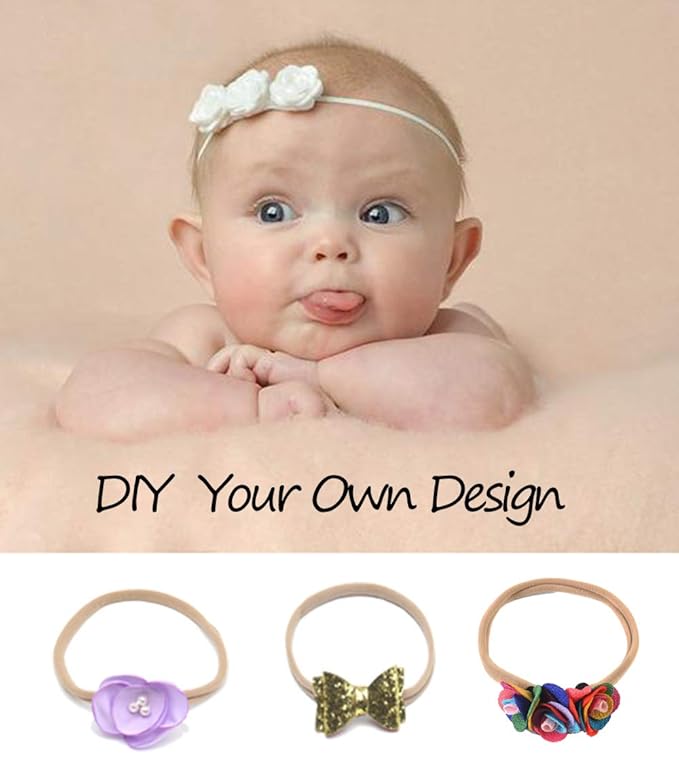 Super Soft Nude Nylon Headband For Newborn Baby Kids, High Stretchy, 20 Pcs For DIY Crafts
