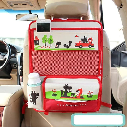 Cute Cartoon Car Backseat Organizer Auto Car Foldable Table Tray Seat Back Storage Bag Organizer for Baby Kid