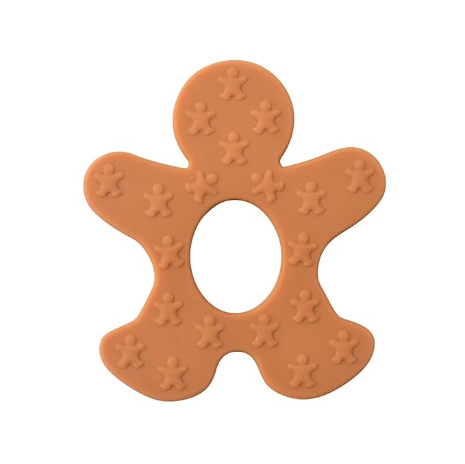 Jimibaby Christmas Teether Teething Toy Gingerbread Man, The First Christmas teether for Baby Boys and Girls, 100% BPA Free, Easy to Hold, Freezer Safe (Gingerbread Man), 3.5 x 3.15 x 0.3 Inch