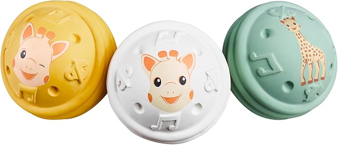 Sophie la girafe Musical Balls | Easy to Grasp | Light & Colorful | Designed with Natural Rubber to Soothe & Awaken Baby's Sense of Sound