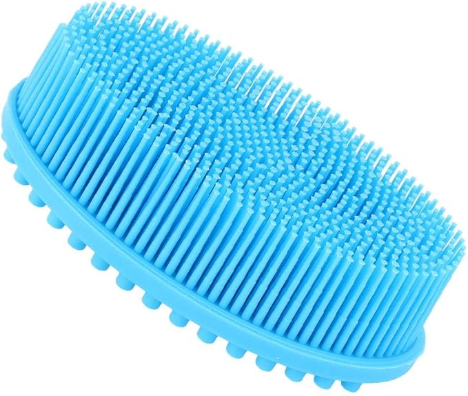 Silicone Baby Bath Brush Silicone Baby Sensory Brush Silicone Shower Skin Massage Brush for Baby Body Hair Washer(Blue)
