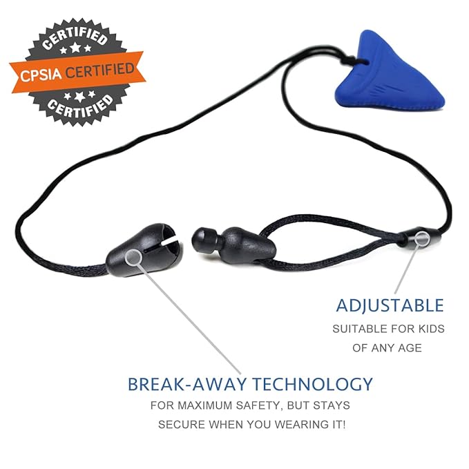 Xtra Tough (XT) Shark Tooth Chew Necklace for Kids - Chewing Necklace Teether Necklace Chew Toys Teething Toys - Designed for Chewing, Autism Sensory Teether Toy (Toughest - Aggressive Chewer)