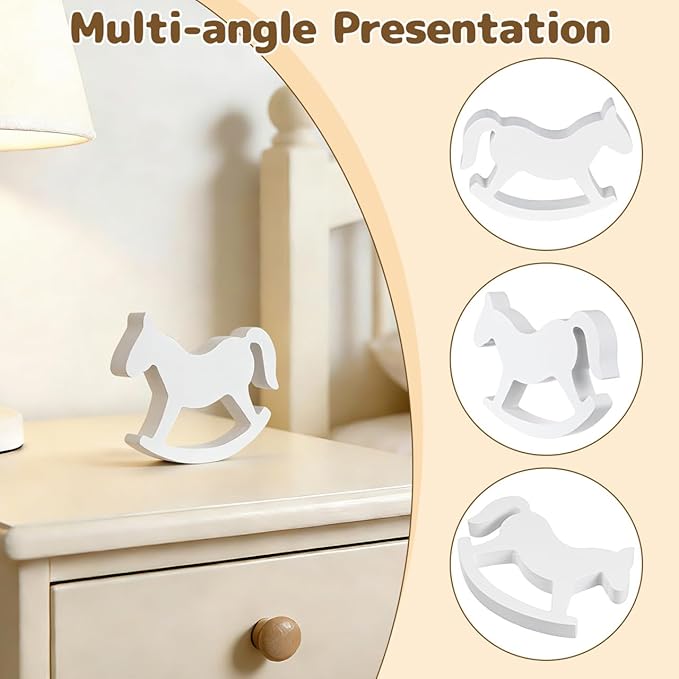 ULTNICE Small Wooden Rocking Horse Kids Toys - White