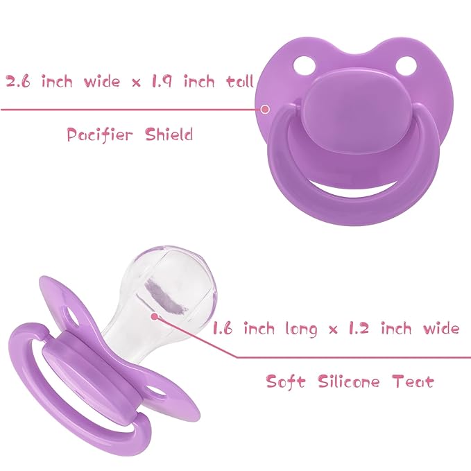 Adult Sized Pacifier Bigshield : Replacement Silicone Paci Big Teat for Anxiety Release - Orthodontic Binky Taken Apart and Re-Assembled Purple