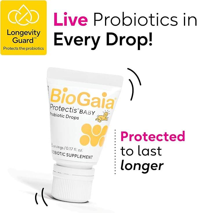 BioGaia Baby Probiotic Drops - Baby Essentials for Colic & Gas Relief, Safe for Newborns, Reduces Crying, Fussing, Colic, Gas, Spit-ups and Constipation, No allergens, Dairy, Soy, Gluten, or Sugar