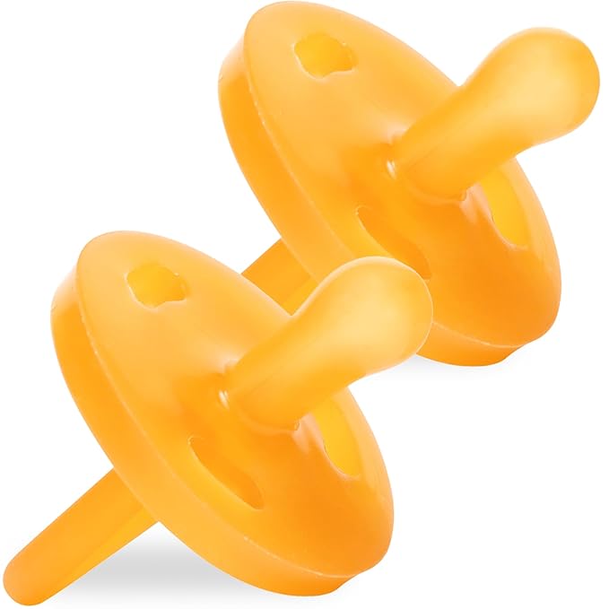 Bambeado PaciBamber Baby Pacifier - Natural Pacifier & Baby Teething Toy - Made with Natural Rubber and Baltic Amber Elements - Soft on Gums, Easy to Clean - Baby Pacifiers for 6-12 Months, 2 Units