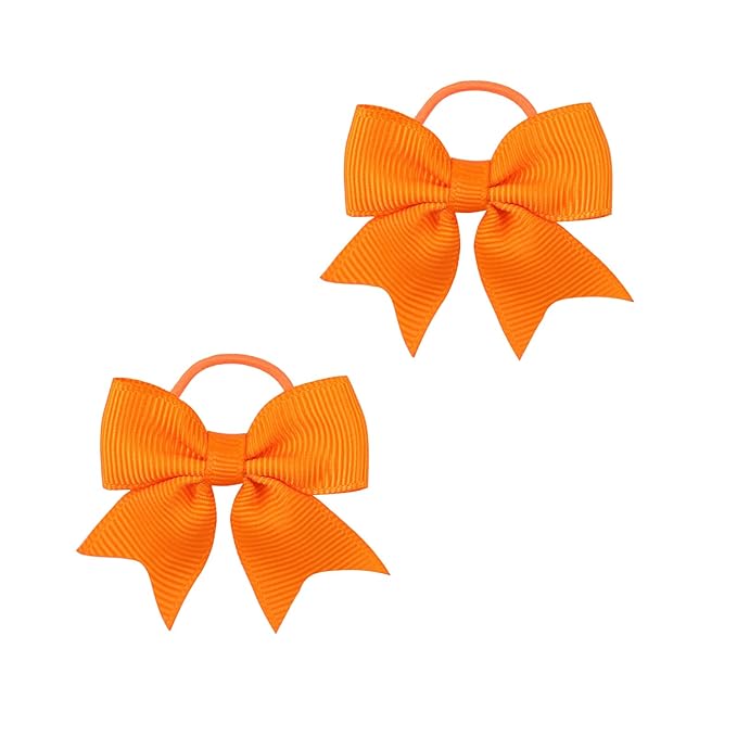 A set of two Cute Bow-shaped Elastic Hair Clips for Children. (Orange)