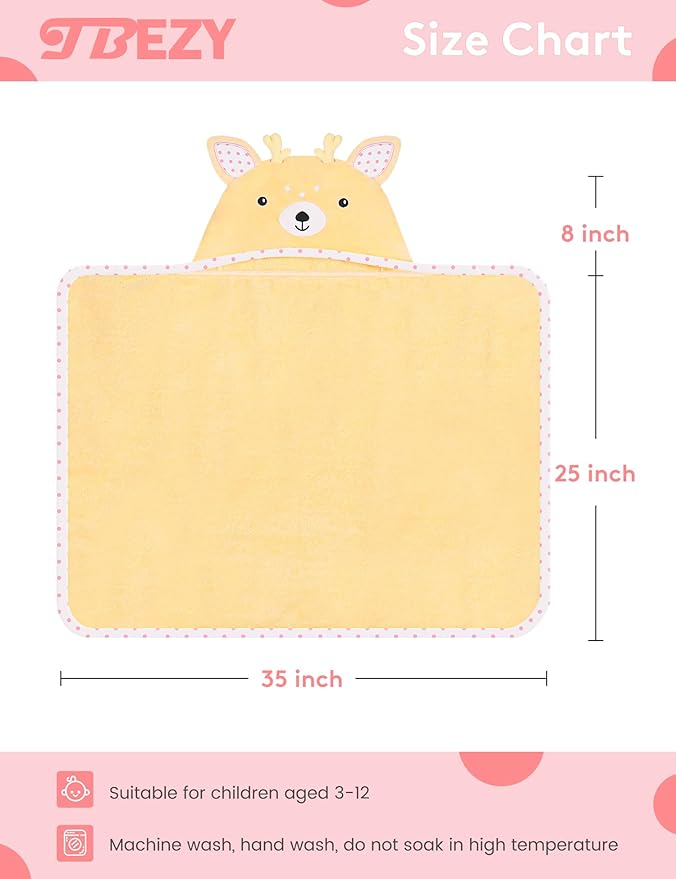 TBEZY Baby Hooded Towel with Unique Animal Design Ultra Soft Thick Cotton Bath Towel for Newborn (Fawn)