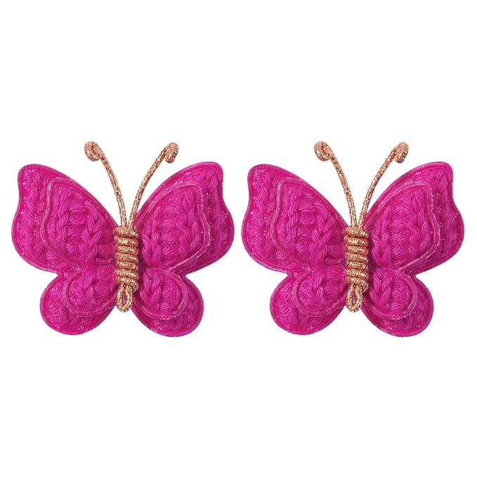 Pack of 2 hair bows girls. Kids’Fashionable Artificial Butterfly Hair Clips (rose red)