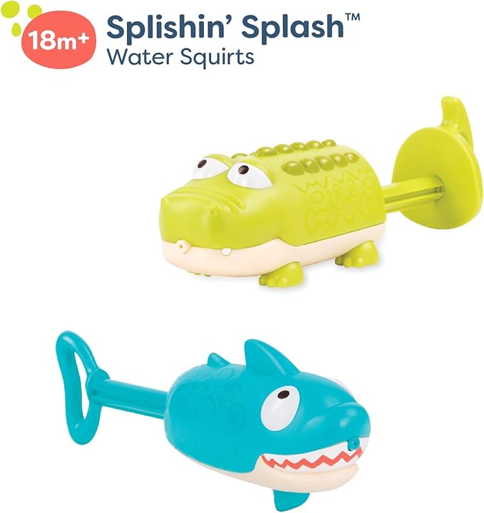 B. toys – Splishin’ Splash Animal Water Squirts Duo Pack – Fun Summer Bath Toys for Kids, Outdoor Water Play for Toddlers 18+ Months
