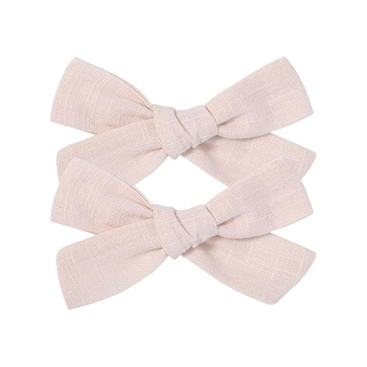 3.2 Inch Linen Baby Girl Hair Clips, Hair Bows for Toddler Kids, Alligator Clip Hair Accessories for Babies, Light Brown