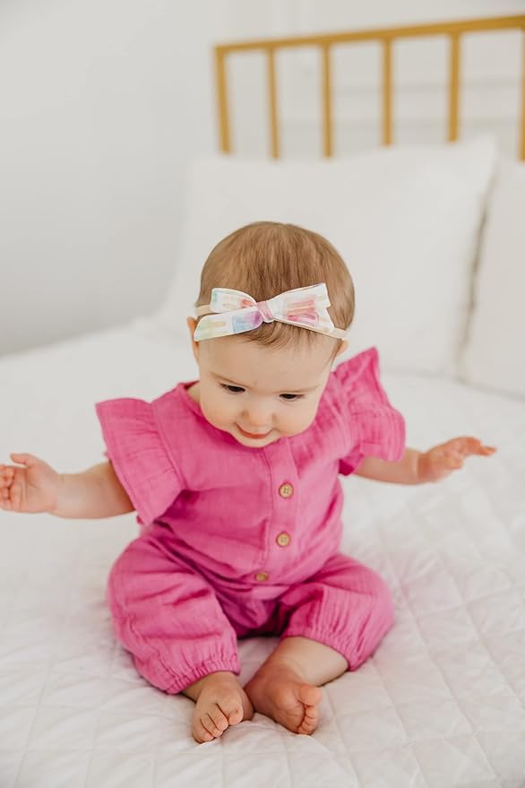 Copper Pearl Baby Bows: Stylish Headbands for Baby Girls, Premium Soft and Stretchy Baby Headbands, Perfect for Newborns, Trendy Designs - Summer