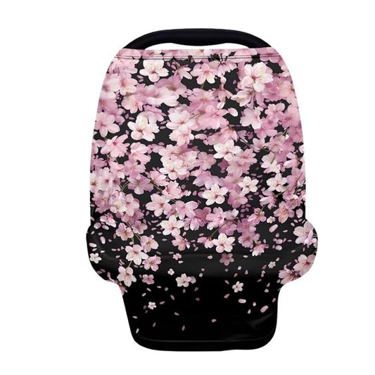 Coldinair Cherry Blossom Car Seat Cover for Babies Girls,Nursing Cover,Soft Stretchy Infant Carseat Canopy,Shopping Cart/High Chair/Stroller Covers