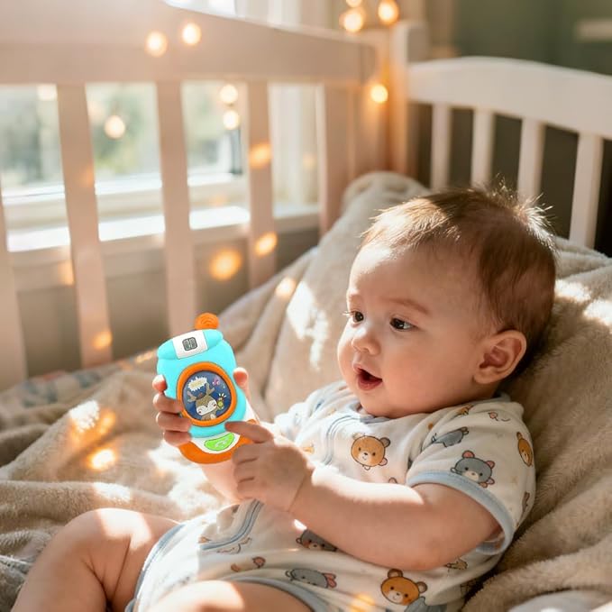 Baby Phone Toys with musicial and Light, Flip Phone Educational Toddler Toys (Blue)