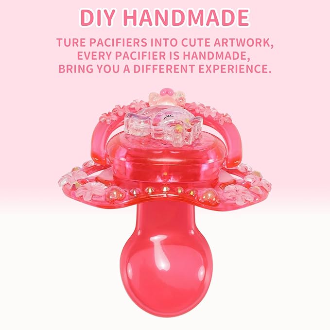 CutiePlusU Adult Sized Pacifier Dummy DIY Handmade- Pink