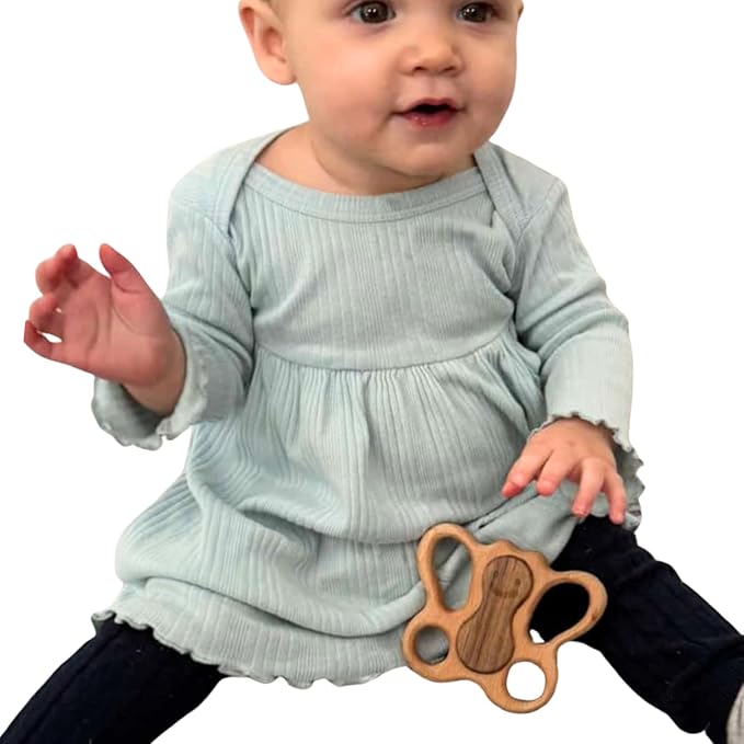 Natural Wooden Teether & Rattle Set for Babies 0-12 Months | Montessori Sensory Toys | Plastic-Free & Non-Toxic | CPSIA & ASTM Certified Safe