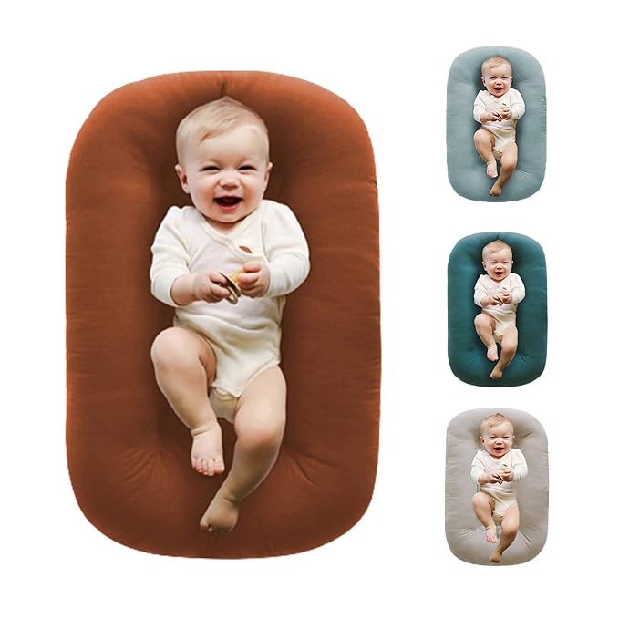 Baby Lounger for Newborn 0-24 Months, Soft Portable Infant Nest & Play Mat & Diaper Changing Pad for Home,Travel & Floor Time, Newborn Babies Essentials Gifts(Coffee)