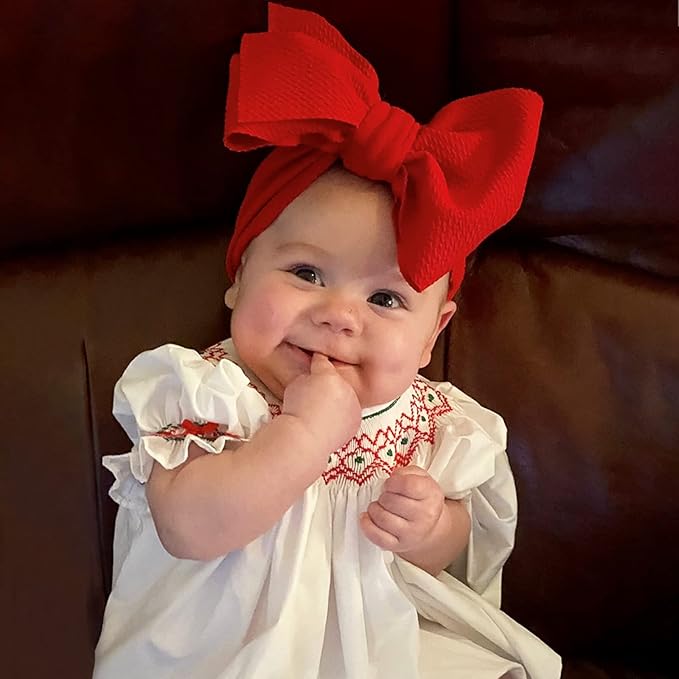 KIDOCHEESE Big Bows Baby Girl Headbands with Bows Elastics Nylon Hairbands Oversized Head Wraps Large Hair Bow Hair Accessories for Baby Girls Newborn Infant Toddlers Kids