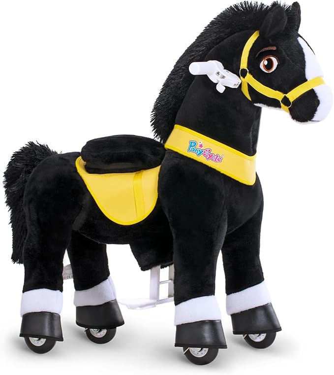 PonyCycle Kids Ride on Toys Horses for Toddlers 3-4 Essential Model E Ride on Horse Walking Horse Size 3 No Battery or Electricity, Pony Cycle Plush Animal Giddy up Spirit Riding Toys Black E338