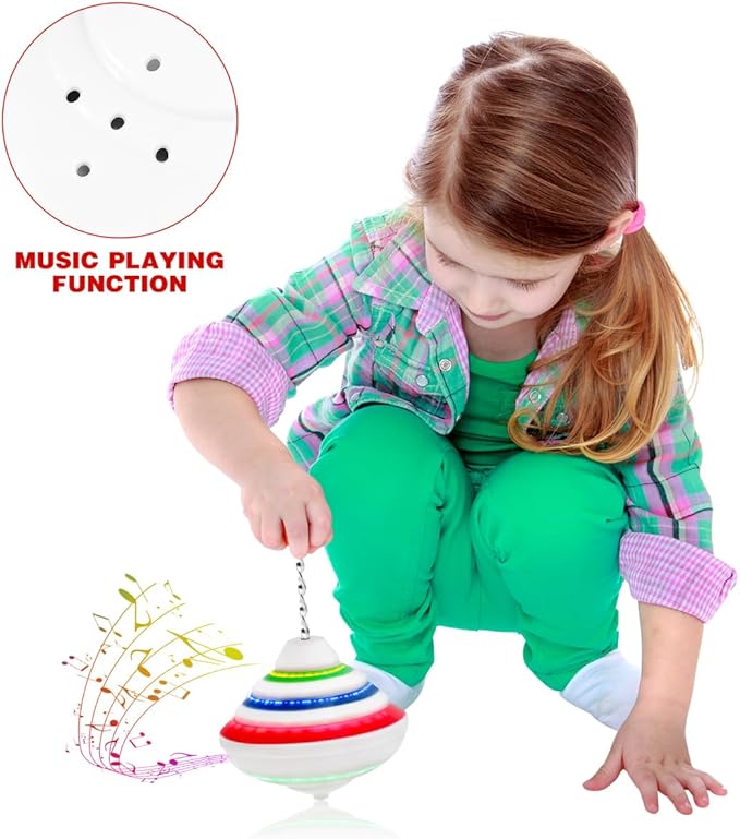 STOBOK Spinning Top Toy with LED and Music Peg-top Hand Spinner Gyro Toy Gift for Kids