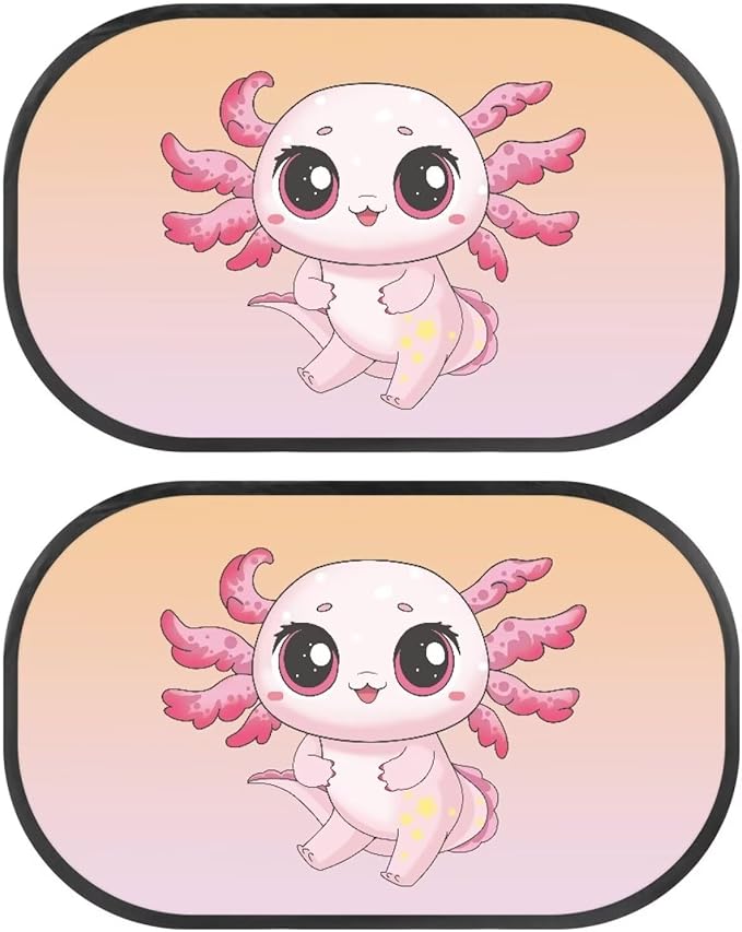 Bulopur Cute Axolotl Window Shades 2 Pack Car Shades for Back Windows Baby Car Seat Sun Protection Cute Design Car Sun Shade Side Window Fit Most Car, Truck, SUV, or Van
