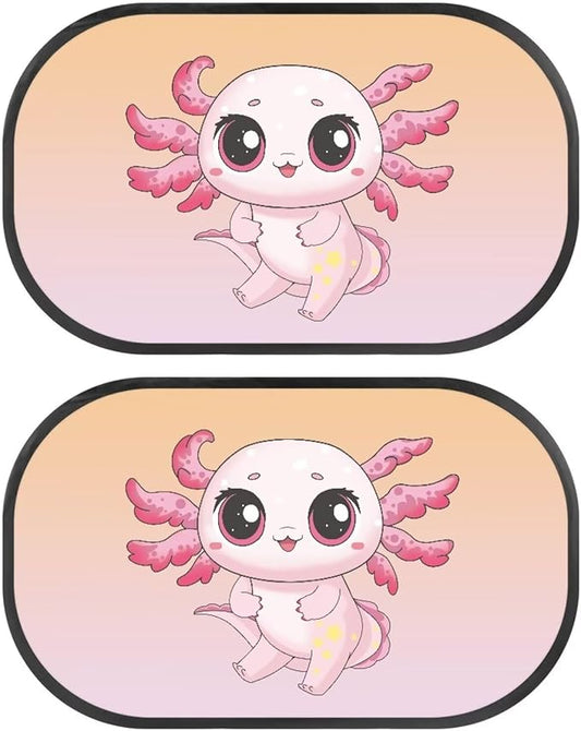 Bulopur Cute Axolotl Window Shades 2 Pack Car Shades for Back Windows Baby Car Seat Sun Protection Cute Design Car Sun Shade Side Window Fit Most Car, Truck, SUV, or Van