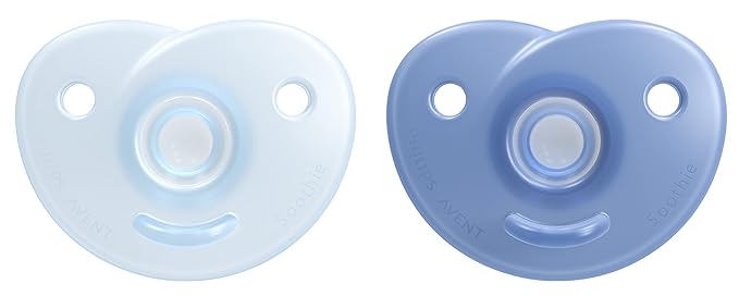 Philips Avent Soothie Heart Pacifier, 3-18 Months, Blue/Light Blue, 2 Pack, SCF099/11