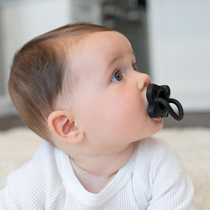 Dr. Brown's HappyPaci 100% Silicone Pacifier 0-6m, BPA Free, Black, Cool Gray, White, 3 Pack and Pacifier and Bottle Wipes, 40 Count