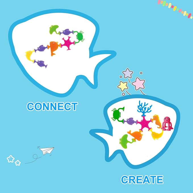 Suction Bath Toys for Kids, 9 PCS Silicone Ocean Animal Suction Cup Toys, Mold Free No Hole Bathtub Toy, Sensory Window Building Toy Gifts for Toddler Children Kids Over 3 Years