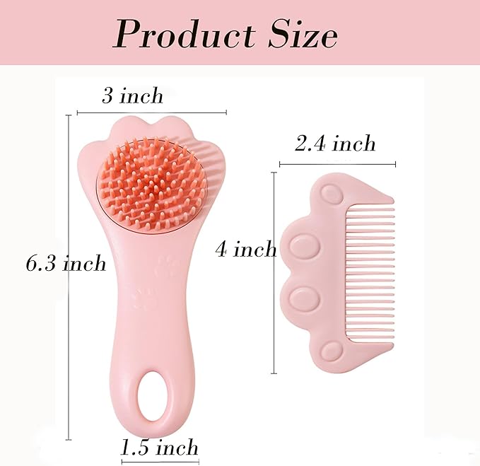 Baby Hair Brush,Toddler Hair Comb,Baby Hair Brush Comb Set,Small Cute Comb for Wet Dry Hair - Silicone Gentle Bath Brush Scalp Massager Brush for Newborns Toddlers Perfect Baby Registry Gift (Pink)