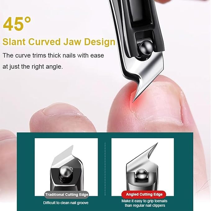 Electric Nail Clipper with LED Light, 2026 Improved Nail Clippers, Safe Automatic 4-in-1 Baby Nail Trimmer, Slanted Toenail Clippers for Deep Thick Ingrown Toenails, Ideal for All Your Nail Care Needs