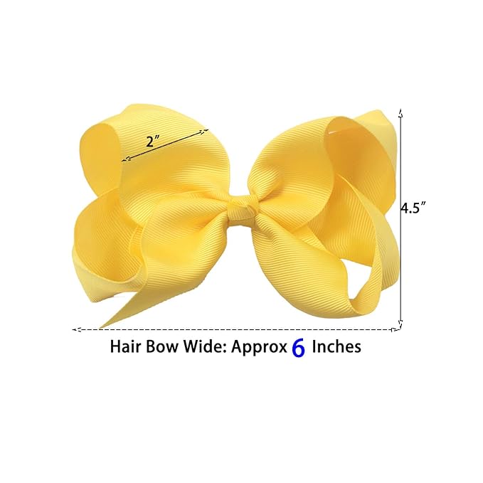 CÉLLOT 30Pcs Big 6 Inch Hair Bows for Girls Grosgrain Ribbon Bow Toddler Back to School Hair Accessories with Alligator Clips for Toddlers Schoolgirls Kids Teens