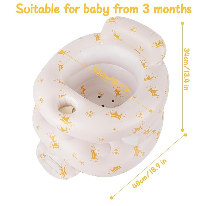 TDTOK Inflatable Baby Seat, Sit Me Floor Seat for Babies 3 Months Up, Inflatable Baby Chair with Fence & Built-in Air Pump for Home, Travel