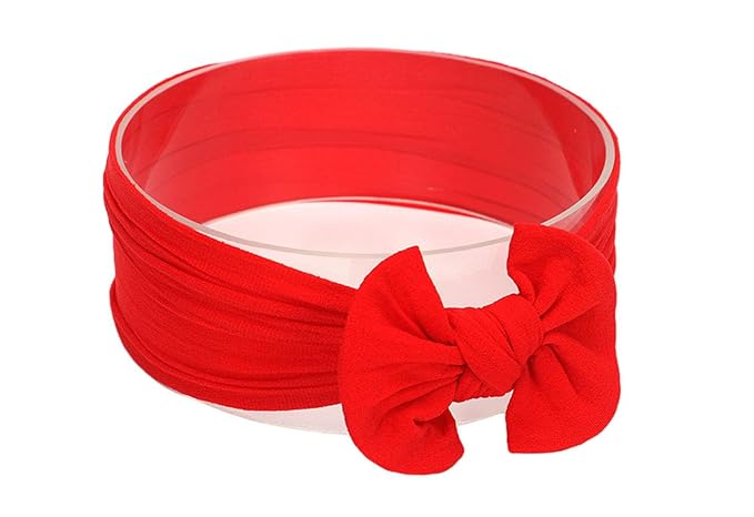Baby Girl's Toddler Bow Knot Headbands Soft Nylon Headband for Daily Life Birthday Party Photography (Red)