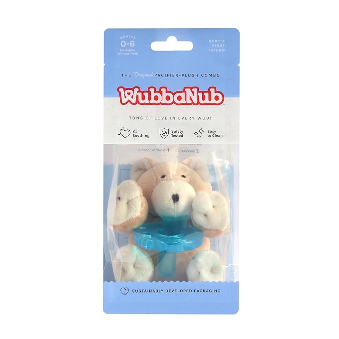 WubbaNub Infant Pacifier - Heart Warrior Bear