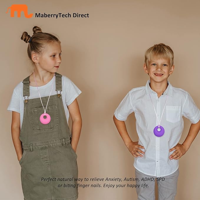 Chew Necklace for Sensory Kids Girls, Chewy Necklace Sensory Chew Toys for Adults with Autism ADHD Anxiety, Silicone Sensory Necklaces for Chewing - 3 Pack