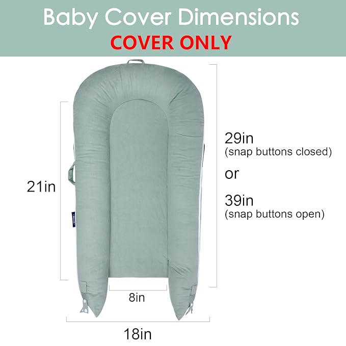 Waterproof Corduroy Lounger Cover for Dockatot Deluxe+ Docks | MEXXI Breathable Cotton Baby Lounger Extra Cover | Hypoallergenic Baby Nest Replacement Cover (Cover Only) (Sage Green)