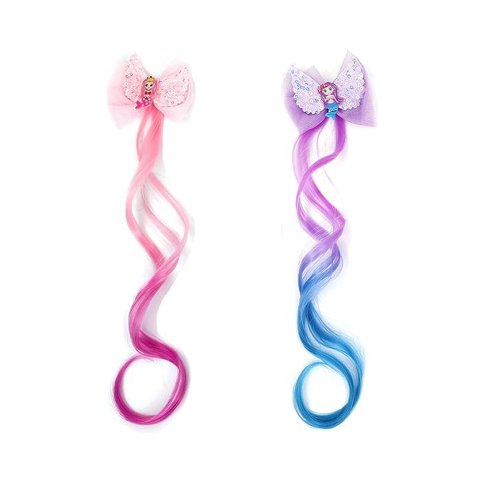 5- Colored Hair Clips For Girls Hair Extensions For Kids Glitter Cute Unicorn Bows For Toddler Kids Hair Accessories For Little Girls Ponytails Accessories (Pretty clips 5pcs)