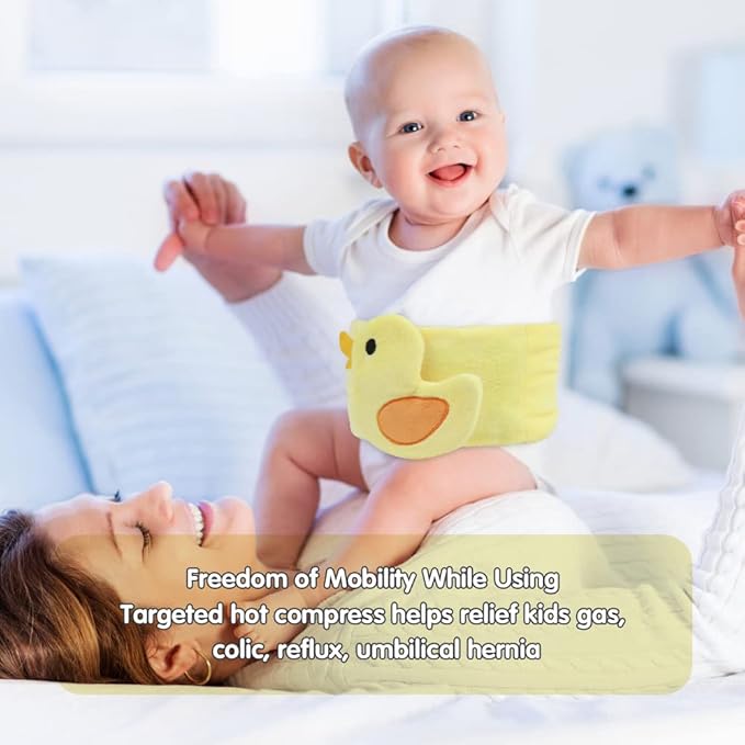 Hilph Baby Colic and Gas Relief for Newborns Infants, Heated Tummy Wrap, Baby Swaddling Belt Warmth, Natural Relief for Upset Stomach in Babies and Toddlers (Yellow Duck)