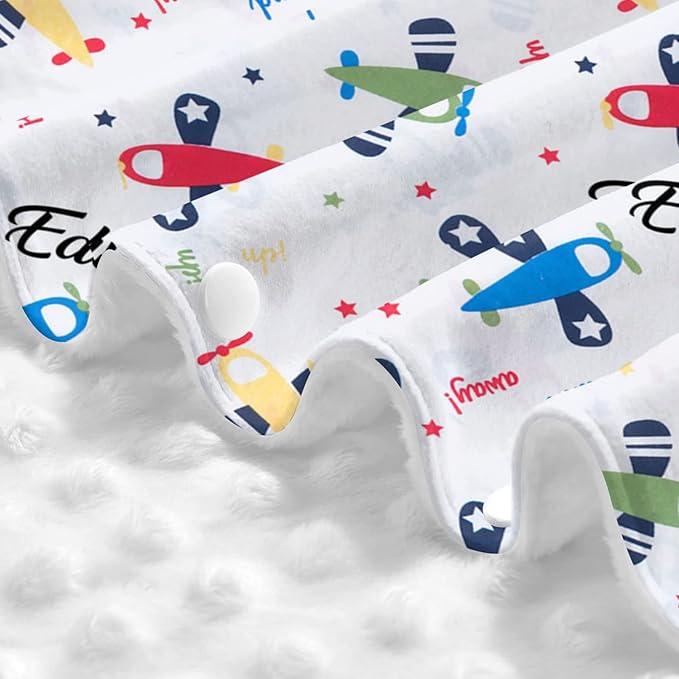 Personalized Little Plane Baby Car Seat Canopy for Babies with Name, Custom Car Seat Covers for Boys Girls, Peekaboo Opening Minky Nursing Breastfeeding Cover Infant Stroller Canopies for Newborn