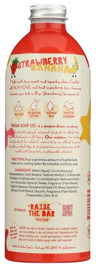 PACHA SOAP Kids Strawberry Banana Bubble Bath, 16 FZ