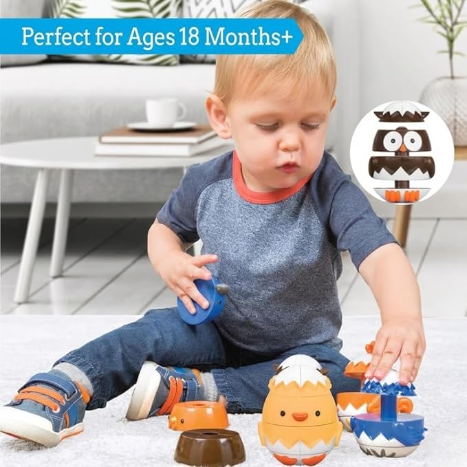 Egg Stacking & Sorting Animal Toys, Mix & Match Hatching Nesting Dolls (4 Farm Friends)- Fine Motor Skill Shape Sorters, Preschool Color Building Game Puzzle- Baby, Toddlers or Kids Montessori Gift