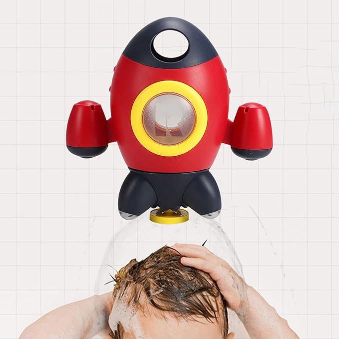 Baby Bath Toys, Space Rocket Shape Bathtub Toys for Toddlers, Spray Water Toys w/ Rotating Fountain, Bathroom Shower Toys for Infants Aged 18 Months 2 3 4 5 Years Old Kids Girls Boys