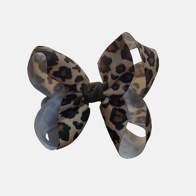 Leopard Hair Bow Clips for Girls Women Animal Print Hair Accessories with Non-Slip Clips, Bow hairpin Hair Accessories.(FJ119) (Leopard 10)